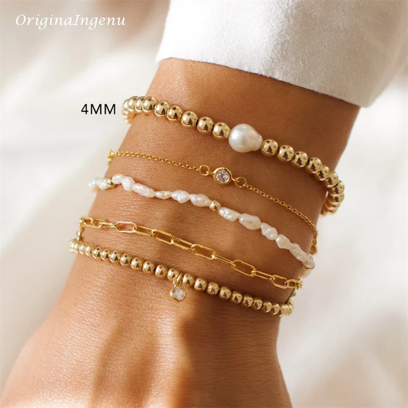 Bracciale in acciaio chirurgico placcato oro 14 carati a forma di