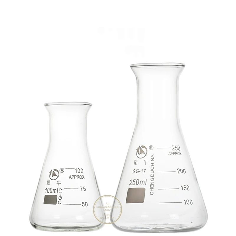 1Pcs 50ml to 1000ml Trumpet-shaped mouth transparent triangle glass flask conical flask Erlenmeyer Flask labratory equipment