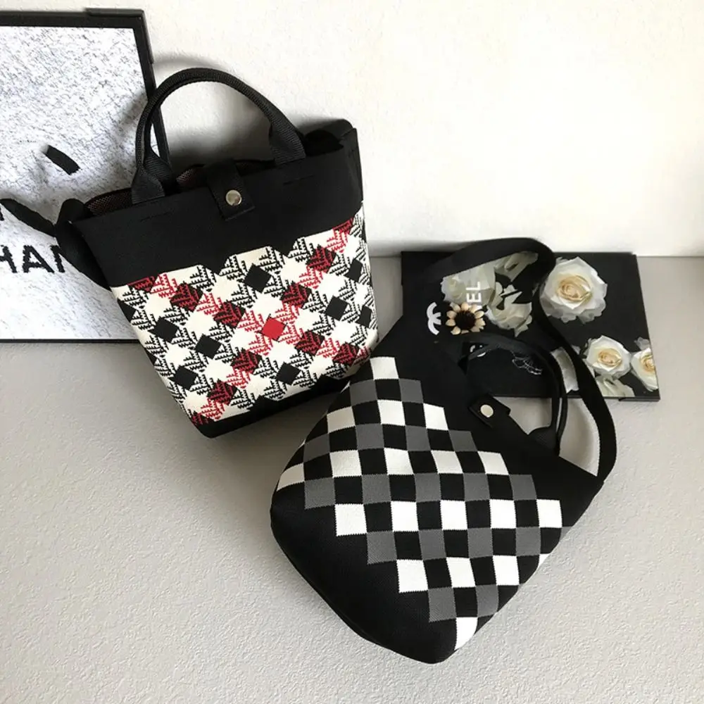 

Open Drawstring Drawstring Knitted Bag Handmade High-capacity Knit Phone Bag Knot Wrist Bag Women