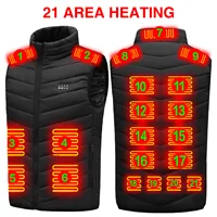 21 Heated Areas Thermal Vest Winter USB Electric Heated Jacket Outdoor Waterproof Cold-proof Clothing For Skiing Hiking Camping