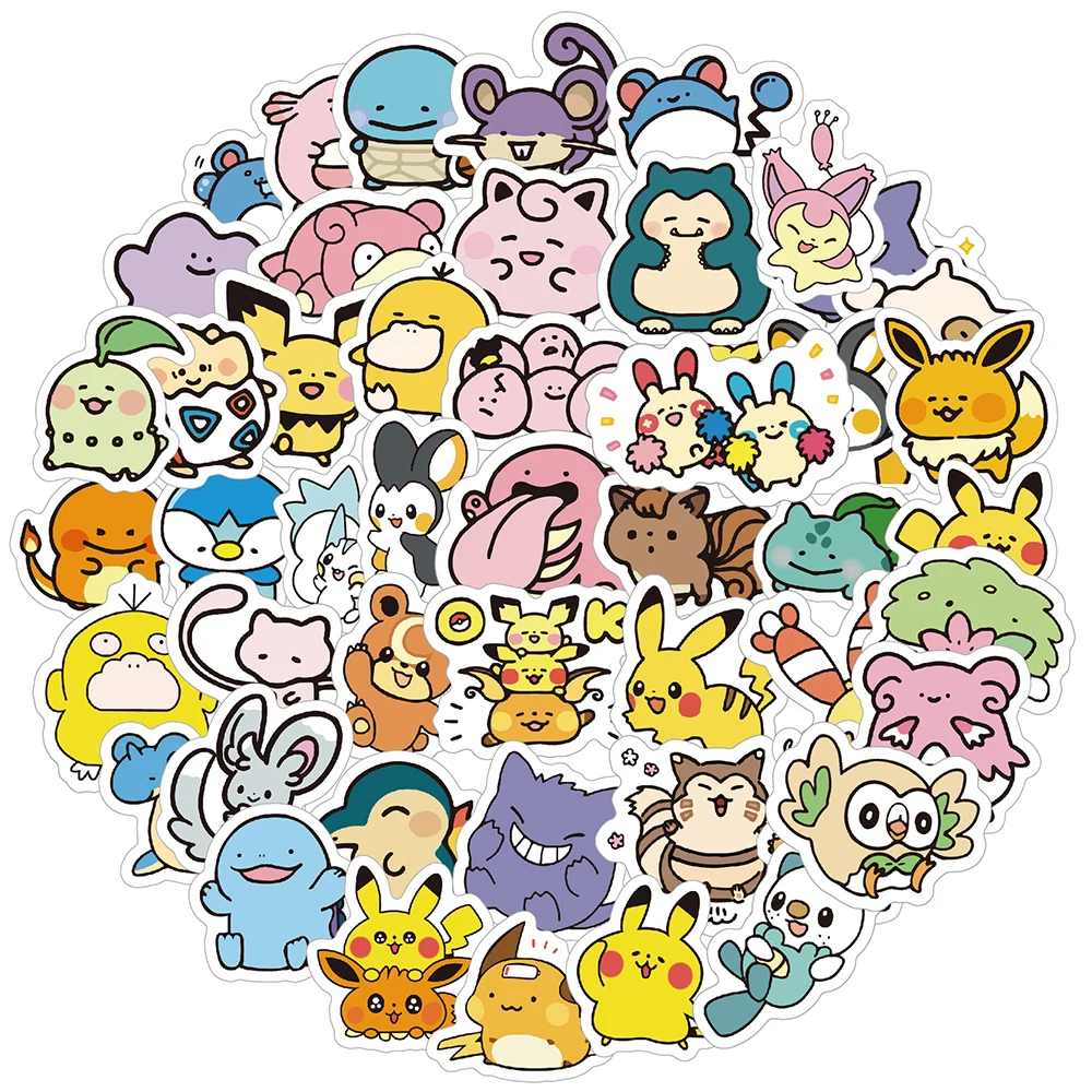 10/30/50/100pcs Cute Anime Pokemon Pikachu Gengar Stickers Kawaii Cartoon Kids Sticker Toy Phone Notebook Laptop Graffiti Decals 3