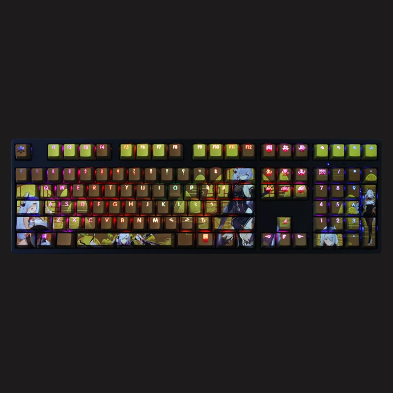 108 키/세트 Genshin Impact Shenhe DIY 제비 스타 코팅 백라이트 SWS 키캡, Corsair Razer 체리 기계식 키보드용
