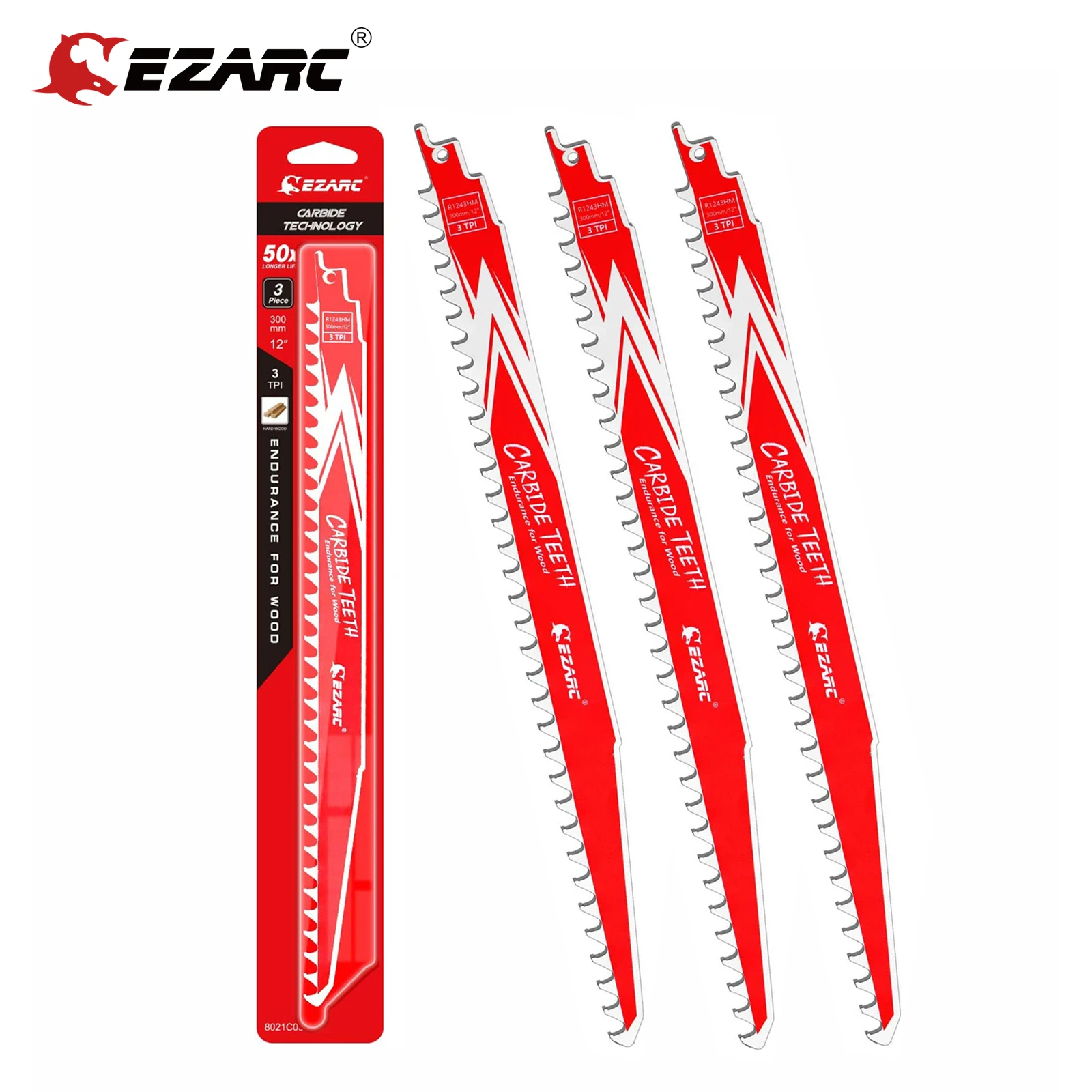 Ezarc 3pcs Carbide Reciprocating Saw Blade R1243hm Endurance For Hard
