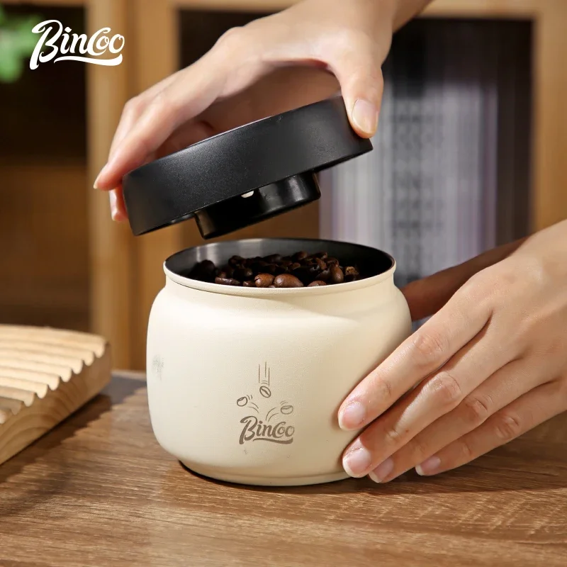 Coffee Sealed Can Stainless Steel Manual Vacuum Storage Container Jar Canister for Coffee Beans Outdoor Camping Kitchen Barista 5