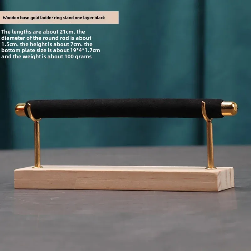 Elegant Wooden Ring Display Stand with Multi-Layer Sponge Holder and Detachable Metal Frame