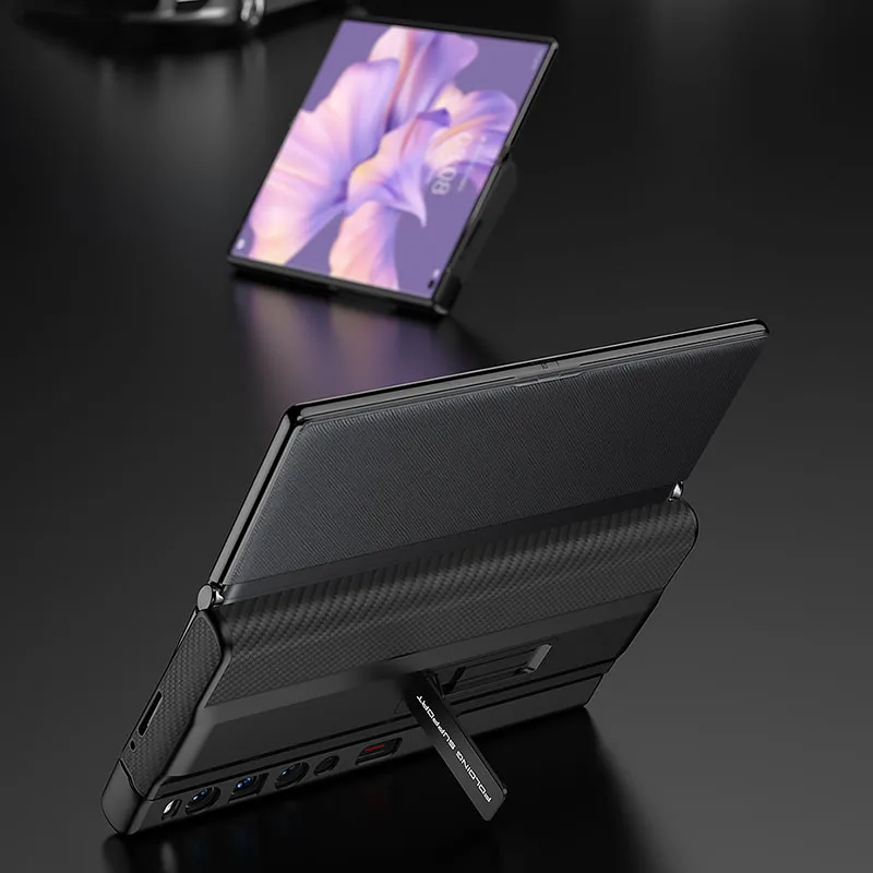 Luxurious PU Leather Bracket Case - Anti-Knock Protective Stand with Plastic Frame Cover
