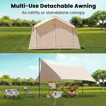 Inflatable Tents for Camping, Blow Up Tent with Hand Pump, Easy Setup Inflatable Hot Tent with Stove Jack, Waterproof Oxford Air 3