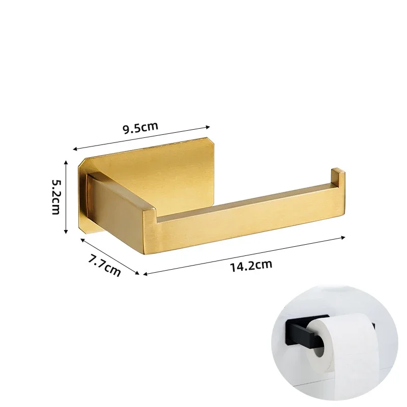 Description Picture 3 of itemSelf-adhesive Golden Bathroom Hardware Accessories Set Stainless Steel Toilet Paper Holder Towel Bar Hook Bathroom Accessories