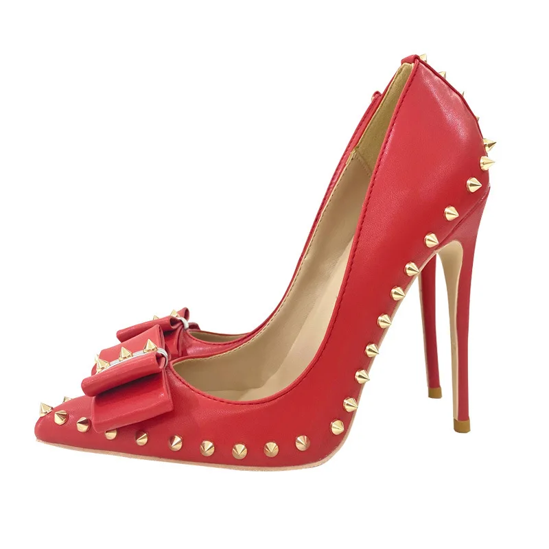 Bow Rivet High Heel Stiletto Shoes