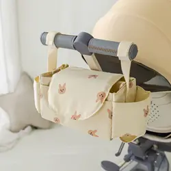 Universal Baby Stroller Organizer - Portable Travel Bag with Cup Holder & Newborn Accessories (Beige rabbit)