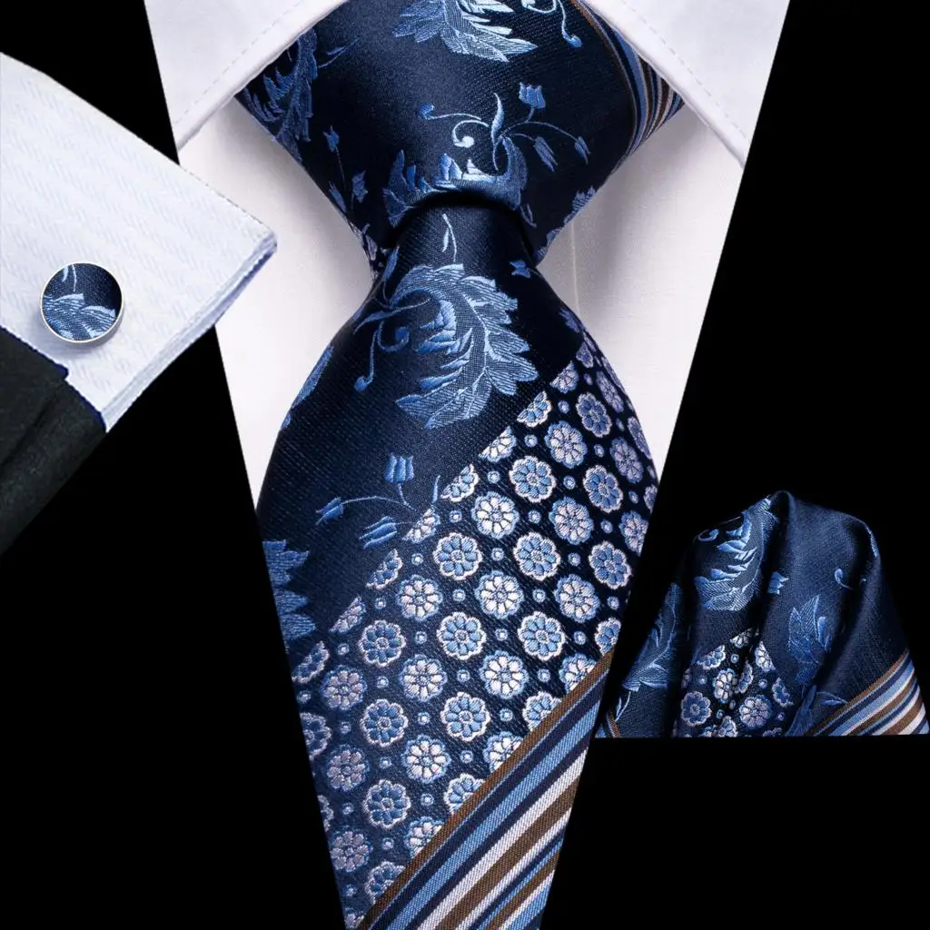 Hi-Tie 63inches Silk Mens Tie Set Extra Long Necktie Woven Pocket Suqare 