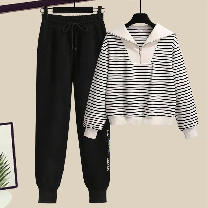 Single/Suit Women's Spring Autumn Korean Reduced Age Navy Collar Long Sleeve Sweatshirt Fashion Versatile Wear A Complete Set