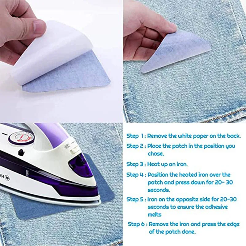 Description Picture 6 of item5Pcs Quality Denim Patch Iron on Jean Patches Self Adhesive Patches Clothing Repair Jeans Kit Jacket DIY Sewing Fabric Decor