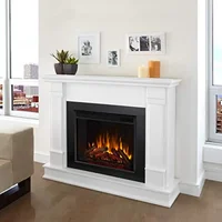 48" Silverton Electric Fireplace Mantel Insert Heater Remote Control 6ft Cord Realistic Flames Adjustable Thermostat Timer Home 2