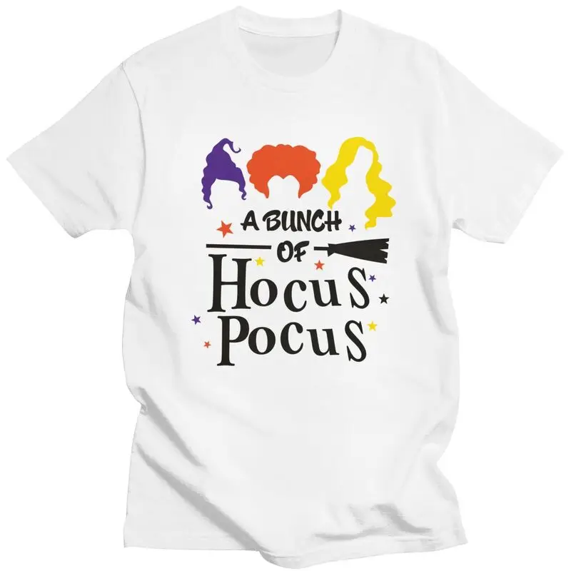 

Custom Hocus Pocus T Shirt Pre-shrunk Cotton Tee Tops Halloween Witch Witchcraft Tshirts Short Sleeve Printed T-shirt Clothing