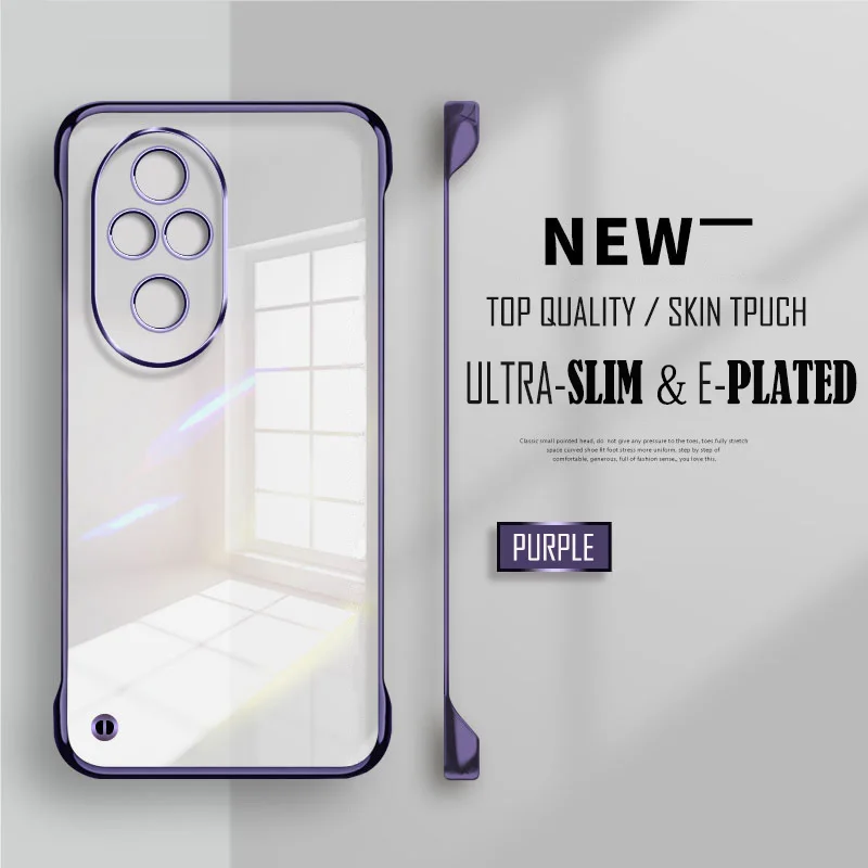 Luxury Plating Transparent Frameless Ultra Thin Case with Clear Lens Protection Cover