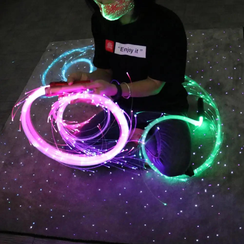 LED Fiber Optic Whip 360° Swivel  Super Bright Light Up Rave Toy EDM Pixel Flow Lace Dance Festival Party Disco  Dance Whips
