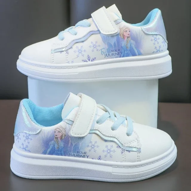 Disney Kids Girls Shoes 2024 New Children Sneakers Girls Elsa Frozen Princess Casual Sport Shoes Student Shoes Teen Shoes