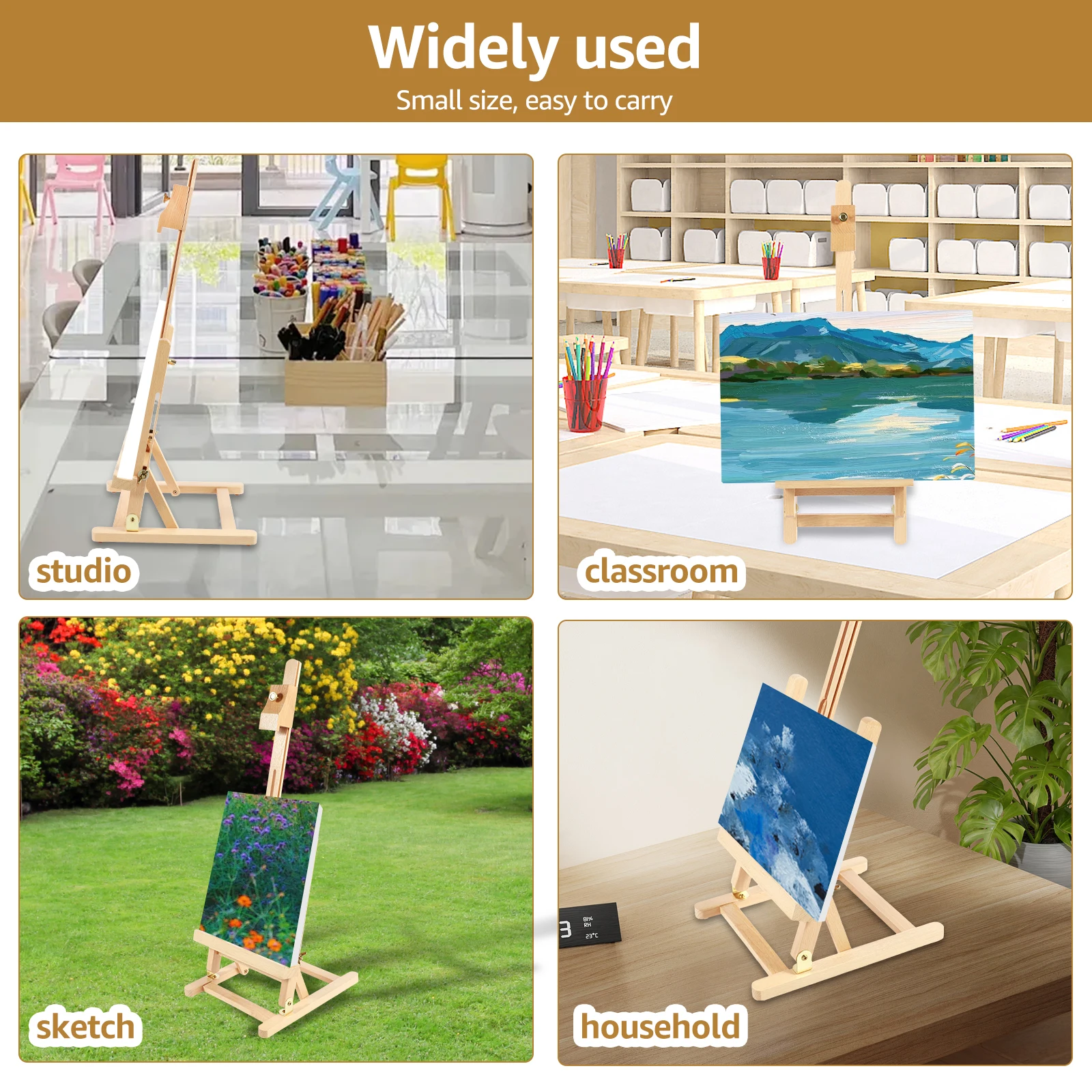 Wooden Easel Desktop Art Easel Foldable Tabletop Easel Stand Height and Angle Adjustable Wooden Small Portable Mini Desktop for