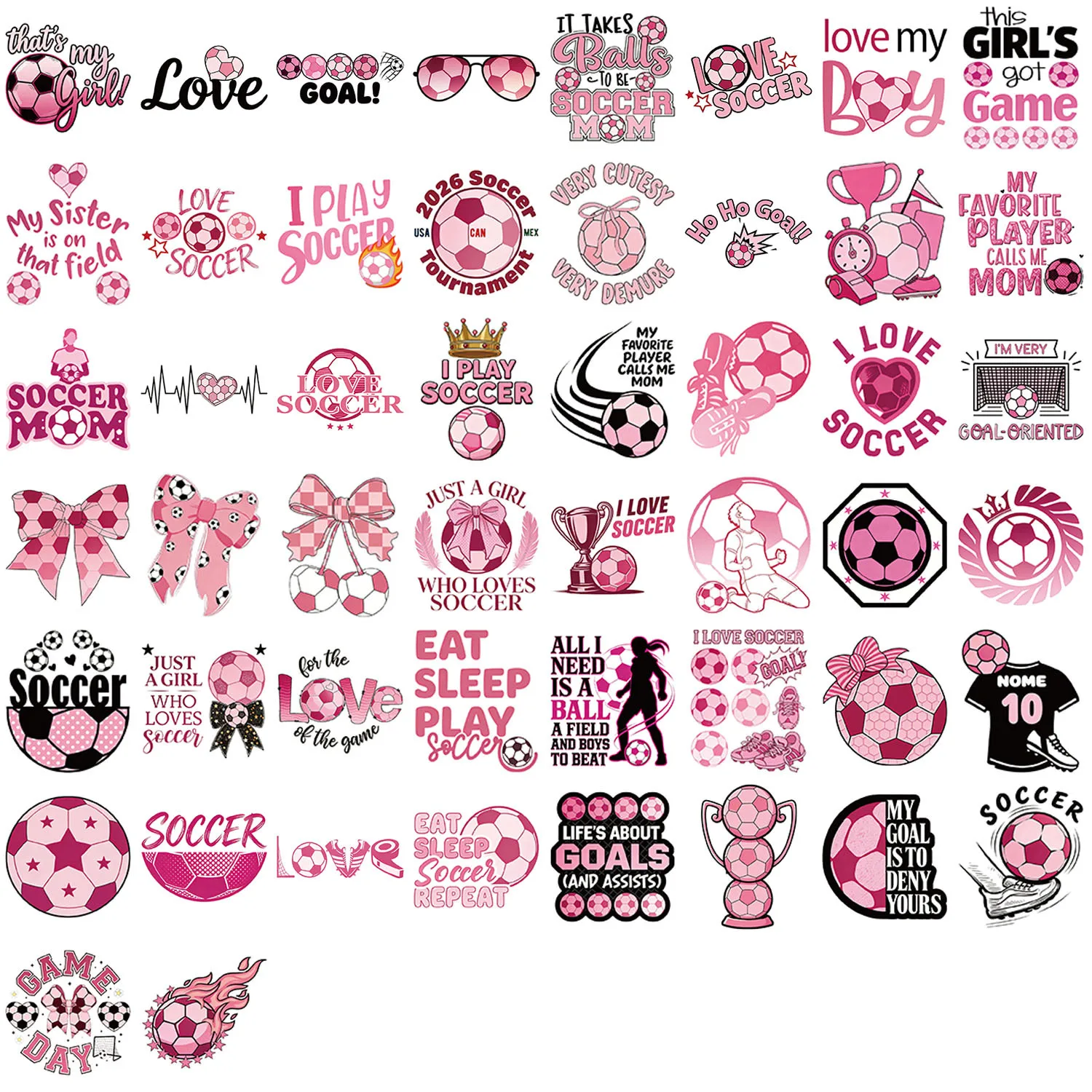 50/100 PCS 귀여운 핑크 축구 테마 스티커 책 연필 케이스 스케이트 보드 저널 장식을위한 방수 비닐 데칼