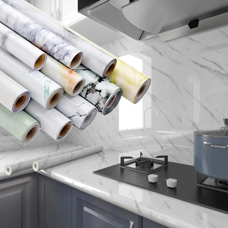 Kitchen Wall Stickers Vinyl Marble Self Adhesive Wallpaper DIY