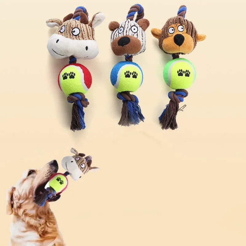 Popular cat and dog toys corduroy tennis cotton rope dog gnashing teeth pet supplies dog interaction