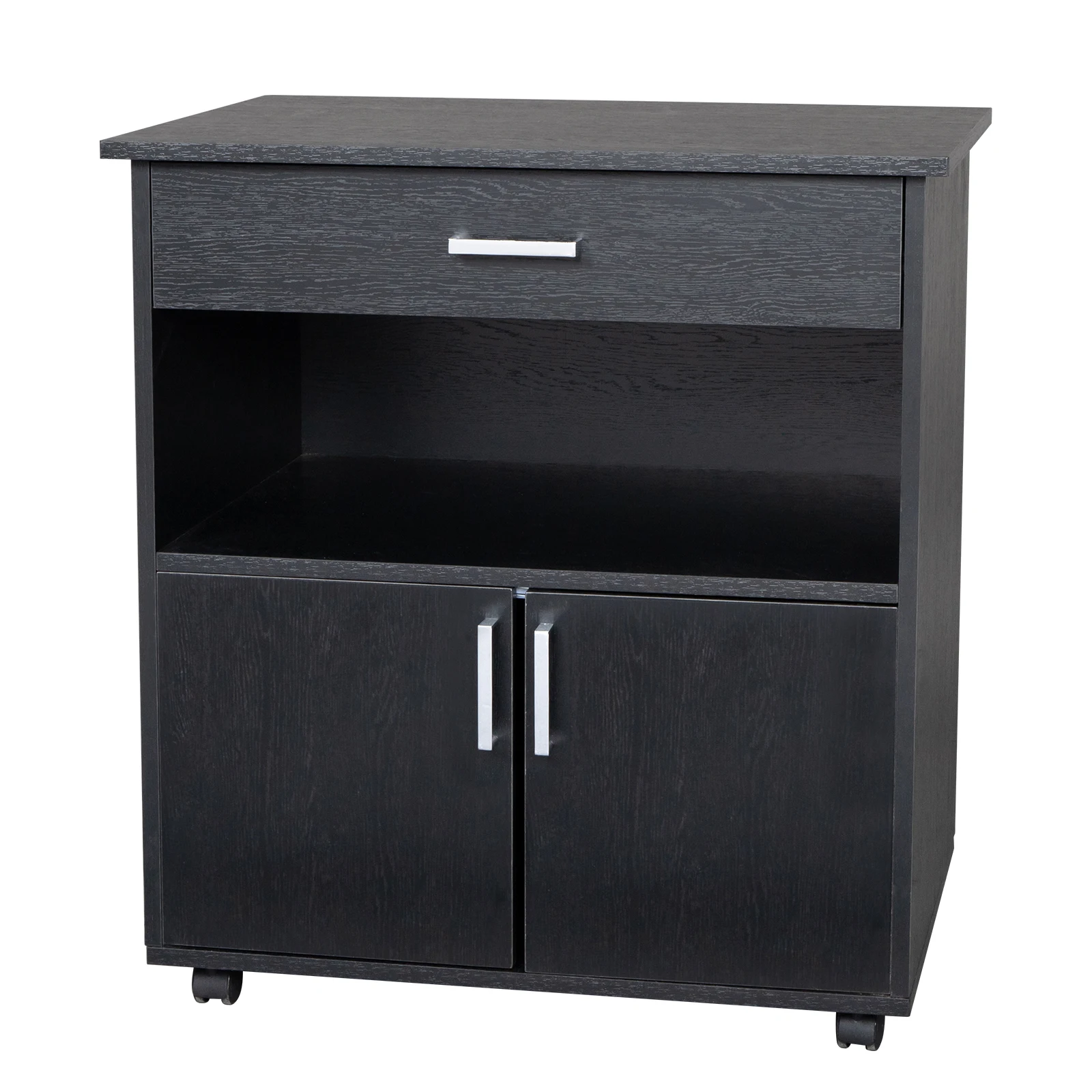 TOne Drawer One Layer Frame Double Doors MDF And PVC Wooden Filing Cabinet Black