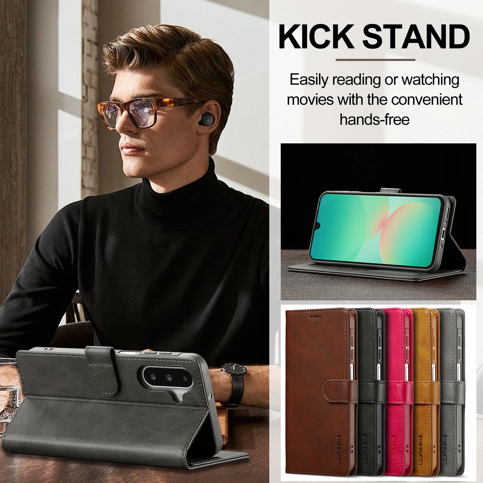 Luxury PU Leather Wallet Stand Case with Magnetic Buckle - Shockproof and Protective Full Cover Flip Holster