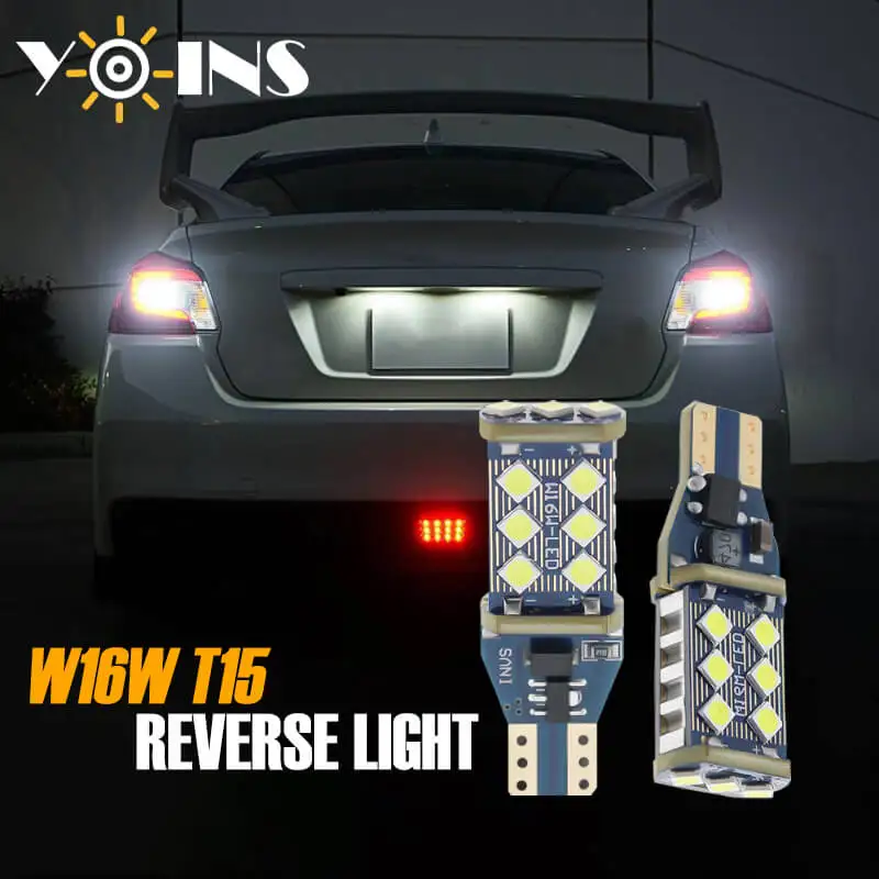 

2pcs T15 W16W WY16W 921 912 LED Bulb Canbus Non Polarity DC12V For Car Tail Brake Bulbs Turn Signal Reversing Light 6000k White