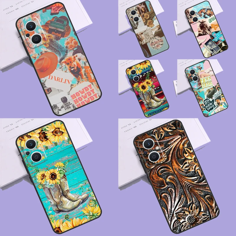 Cowboy Cowgirl Howdy Western Ranch Boho Case Per Oppo Reno 8T 2Z 4 5 Z 6 7 8 Lite 10 Pro Oppo Find X2 X3 X5 X6 Pro Neo Lite
