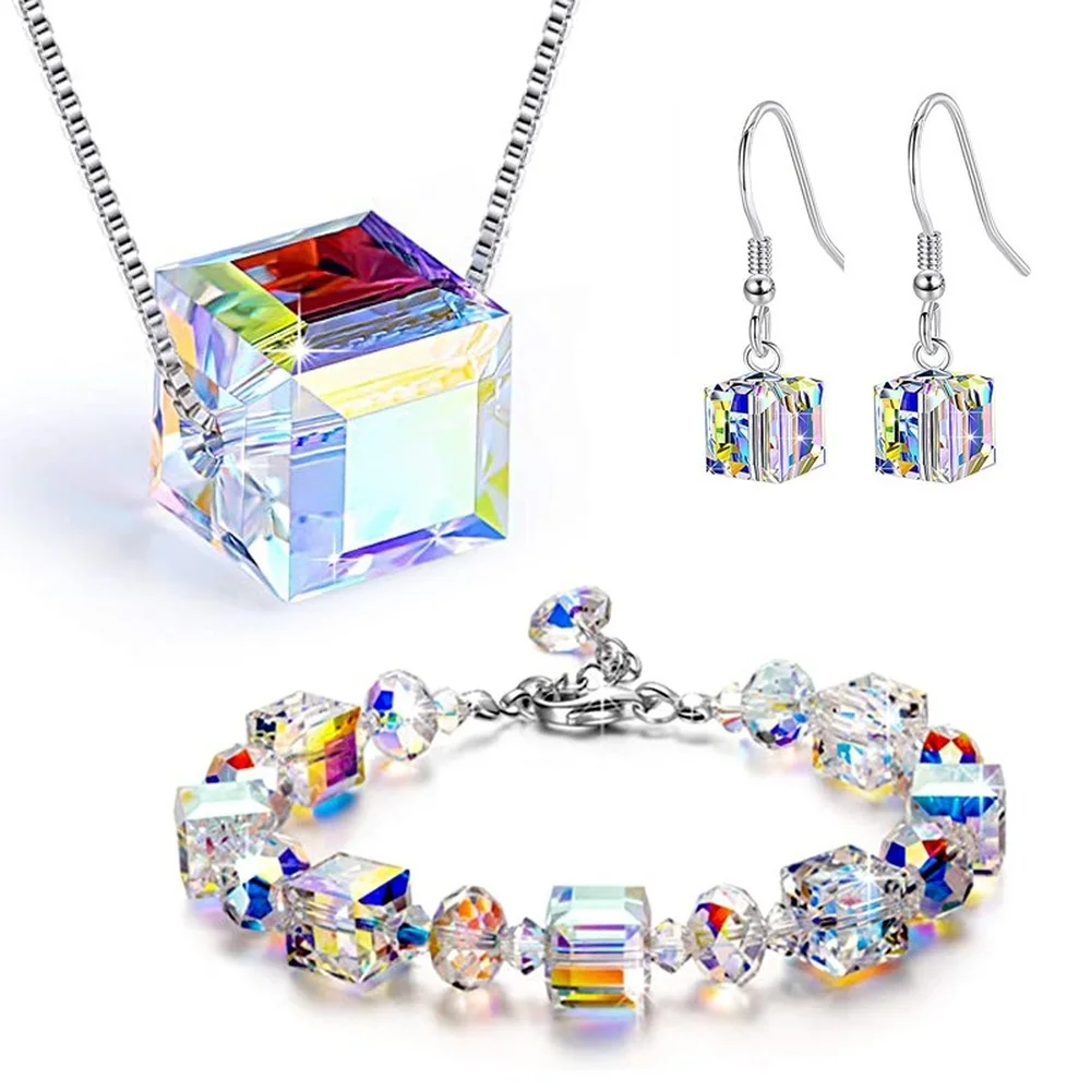 Square Crystal Necklace Set Artificial Crystal Necklace Austrian