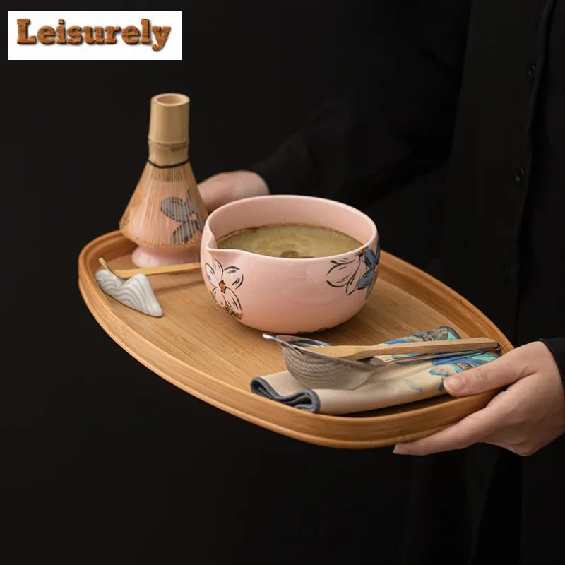 2pc/lot Handmade Sakura Pink Home Easy Clean Matcha Tea Set Tool Stand Kit Bowl Whisk Scoop Gift Ceremony Japanese Accessories