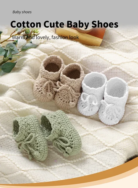 Botitas Para Bebe Crochet Botines De Bebé, Zapatillas Blancas Para - Main Image