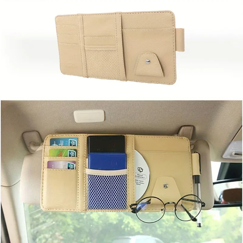 Car Accessories Car Visor Storage Bag PU Leather Universal