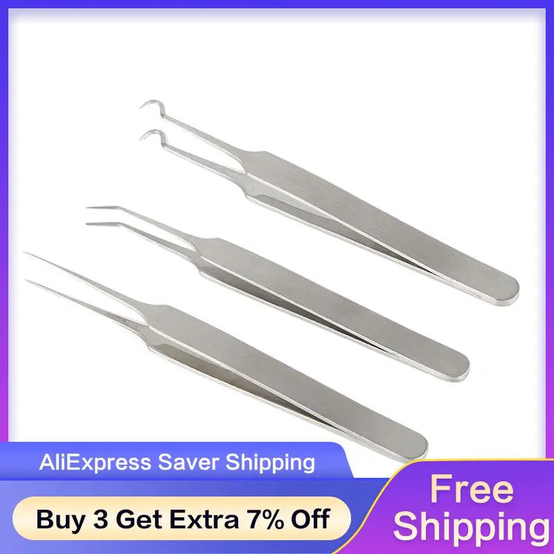 1PCS Stainless Steel Tweezers 3 Designs For Nail Art/Face Care/Eyelash