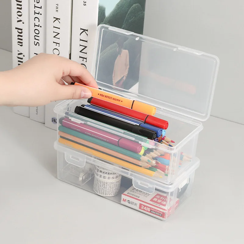 Description Picture 5 of item1PC Transparent Pencil Case Sketch Plastic Pencil Case Storage Case Art Student Pencil Case Large Capacity Toolbox