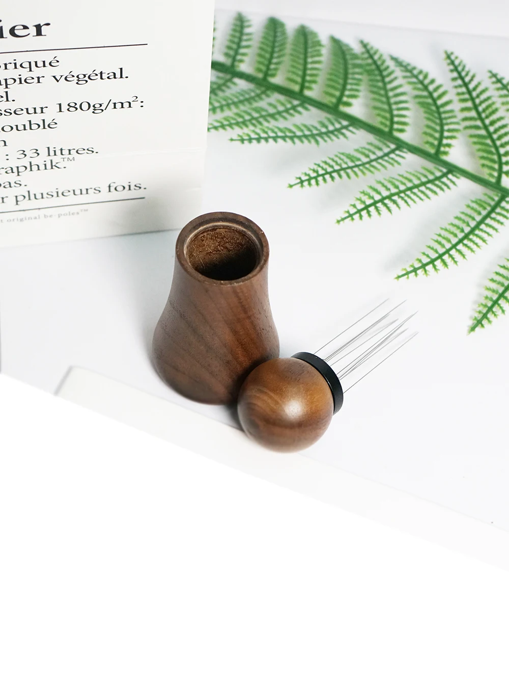Description Picture 5 of itemCoffee Stirrer Needles Espresso Distribution Tools Natural Walnut Wood Handle With Stand WDT Tool