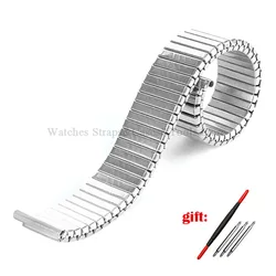 Stainless Steel Elastic Stretch Strap Metal Expansion Silver Gold Wristband Bracelet - 16mm (Silver)