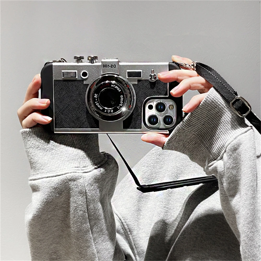 Retro 3D Camera Case For iPhone 16 15 14 13 12 Pro XS Max XR 7 8