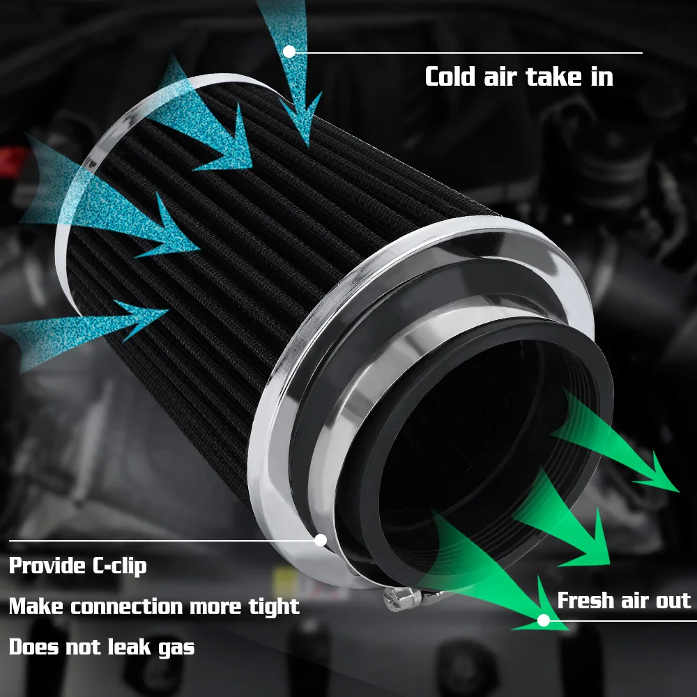 Car high flow cold air intake system mushroom head air filter 76mm 70mm 63.5mm 60mm