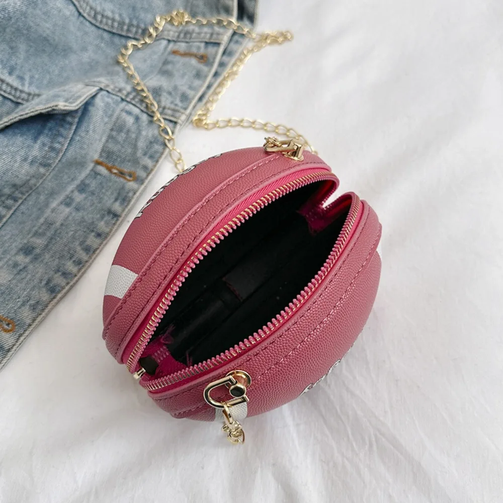 Fashion PU Leather Crossbody Sling Bags Women Casual Versatile Football Print Chain Shoulder Bag Female Cute Coin Purse