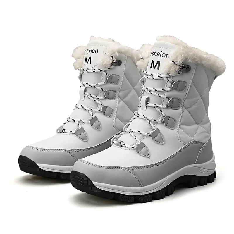 Ankle Boots Women Winter Shoes Keep Warm Non-slip Snow Boots Ladies Lace-up Plus Size 41