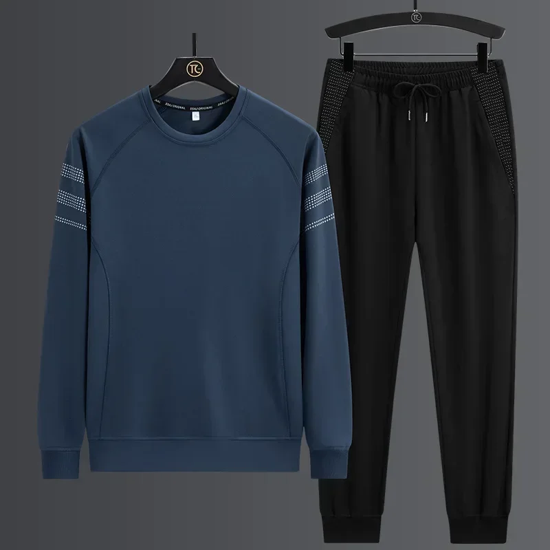 새로운 남성용 후드 가디건 스웨터 봄 가을 스포츠 레저 슈트 바지 다용도 남성용 스트라이프 3피스 세트