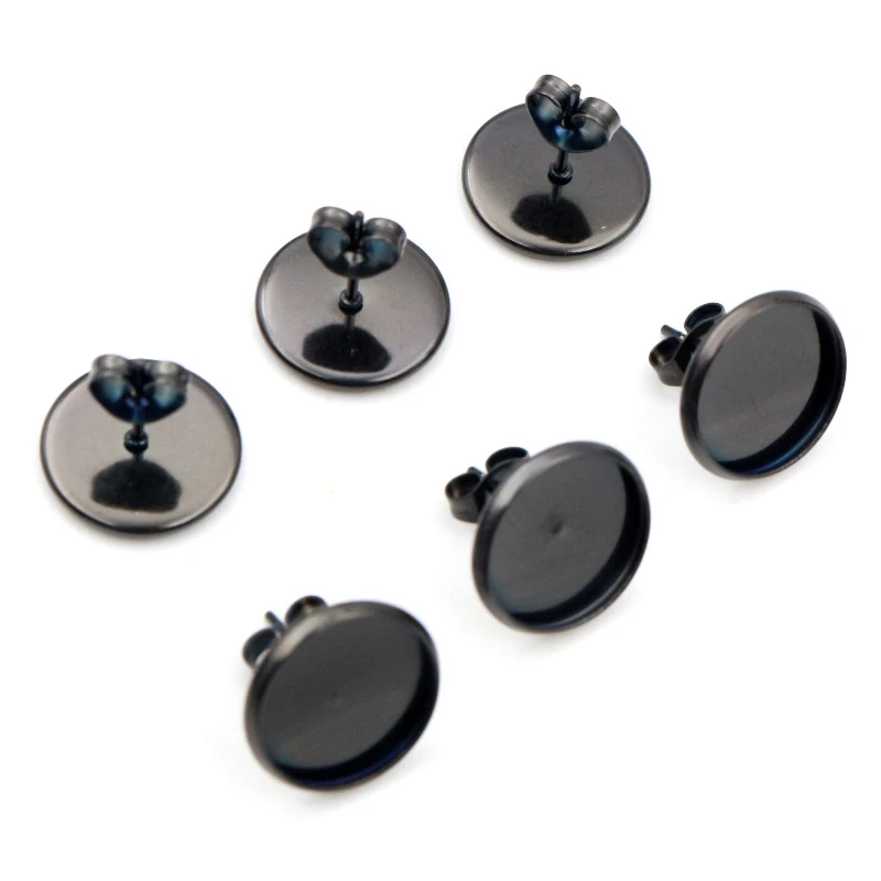 6/8/10/12/14/16/18/20mm 8 Colori Placcato di Alta qualà In Ferro Vi Prigioniere Dell'orecchino (con spina di Orecchio) di Base,F 6-20 millimetri di Vetro Cabochons  36