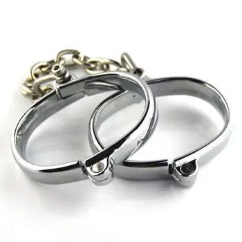 Stainless Steel Wrist Handcuffs Ankle Cuffs with Chain Neck Collar Bdsm Bondage Restraints Shackle Adult Sex Toys for Women Men 2