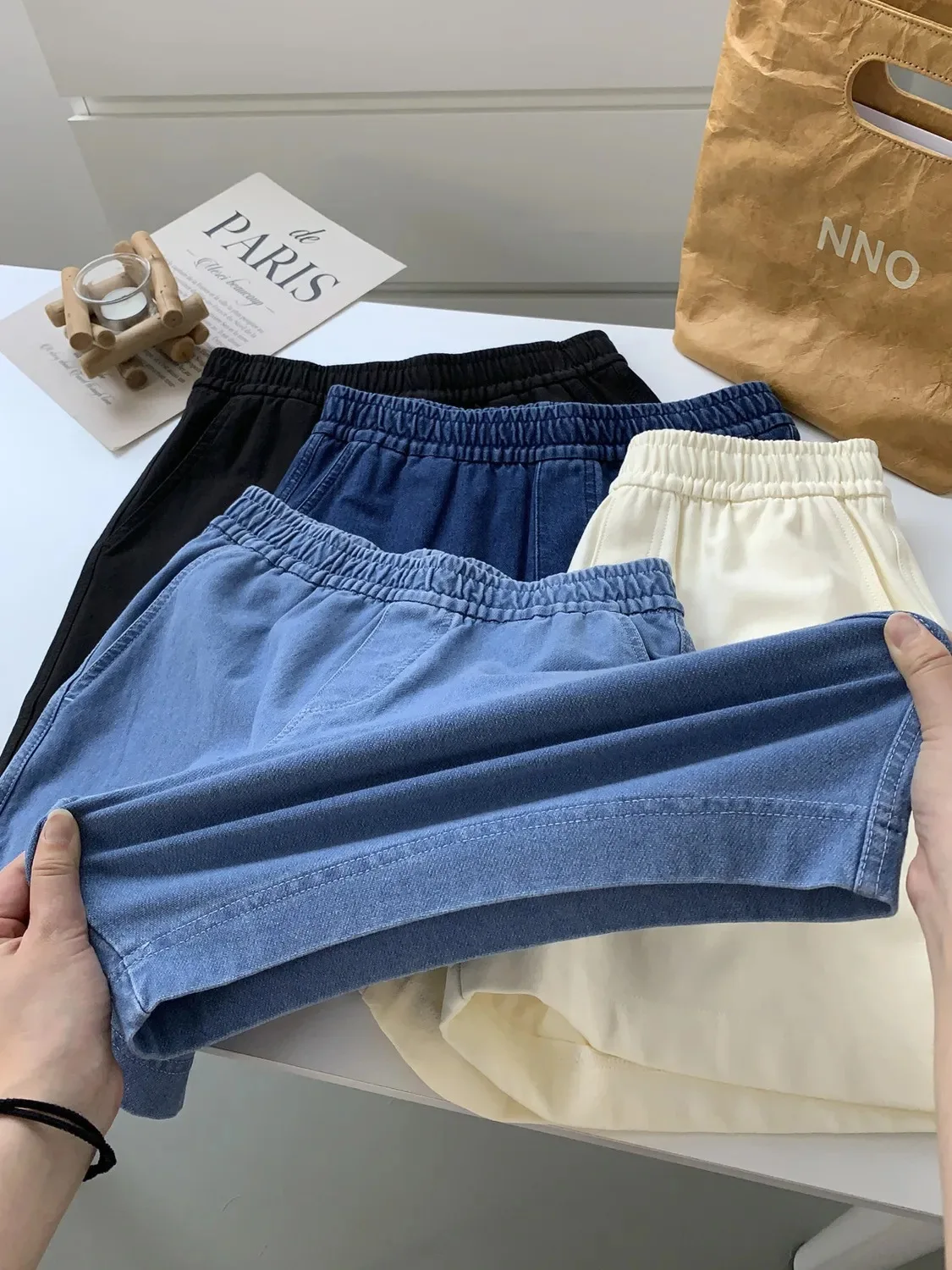 Loose Casual Denim Shorts Women's Summer Comfortable High Waist A-Line Wide Leg Pants