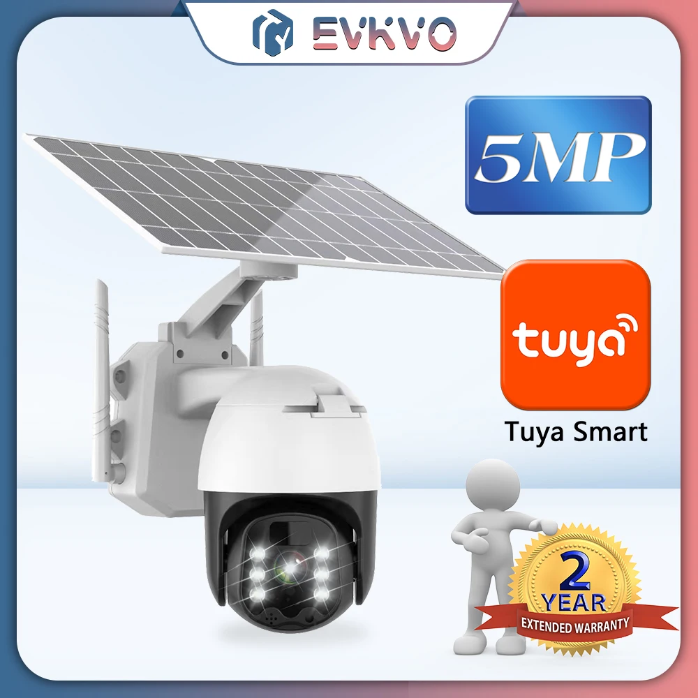 5MP Tuya Smart IP Camera PTZ Solar Rechargeable Battery Powered Wireless WIFI Security Video Surveillance Waterproof Cam | Безопасность