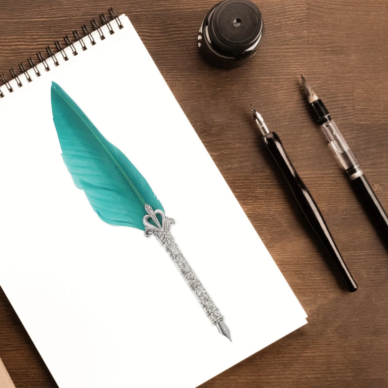 1세트 윙스 잉크 펜 훌륭한 솜씨로 제작된 재사용 가능한 경량 딥펜 서예 서명용 사무용 비즈니스 플룸