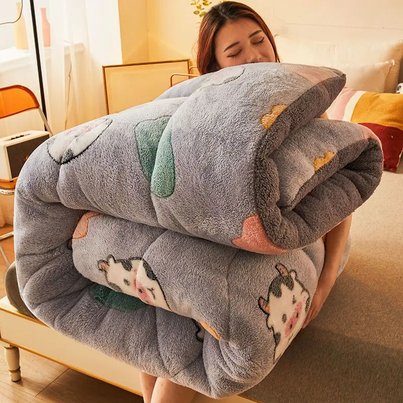 Double Duvet Velvet Quilt Stitch Very Warm Winter Duvet Lamb Cashmere Wool  Quilting Blanket Thicken Bed Comforters - AliExpress