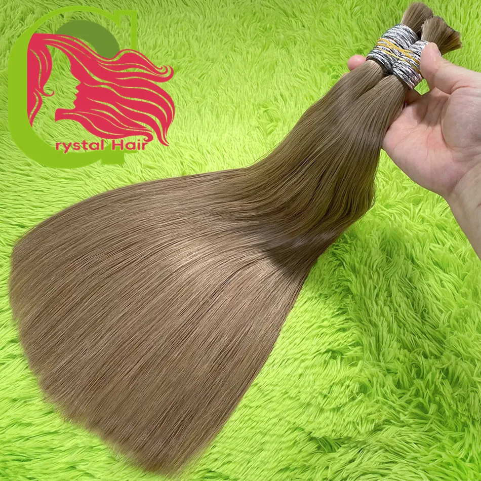 

No Weft Human Hair Bulk Hair Extensions Cold brown Hair Bundles Vietnamese Virgin Hair Straight Weaving Hair for Braiding 27#